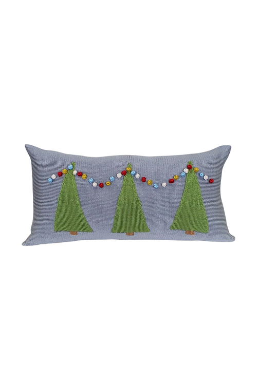 Melange Collection Tree Farm Lumbar Pillow in Grey 