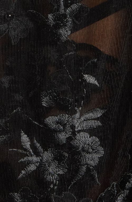 Shop Kilo Brava Floral Embroidered Short Robe In Black