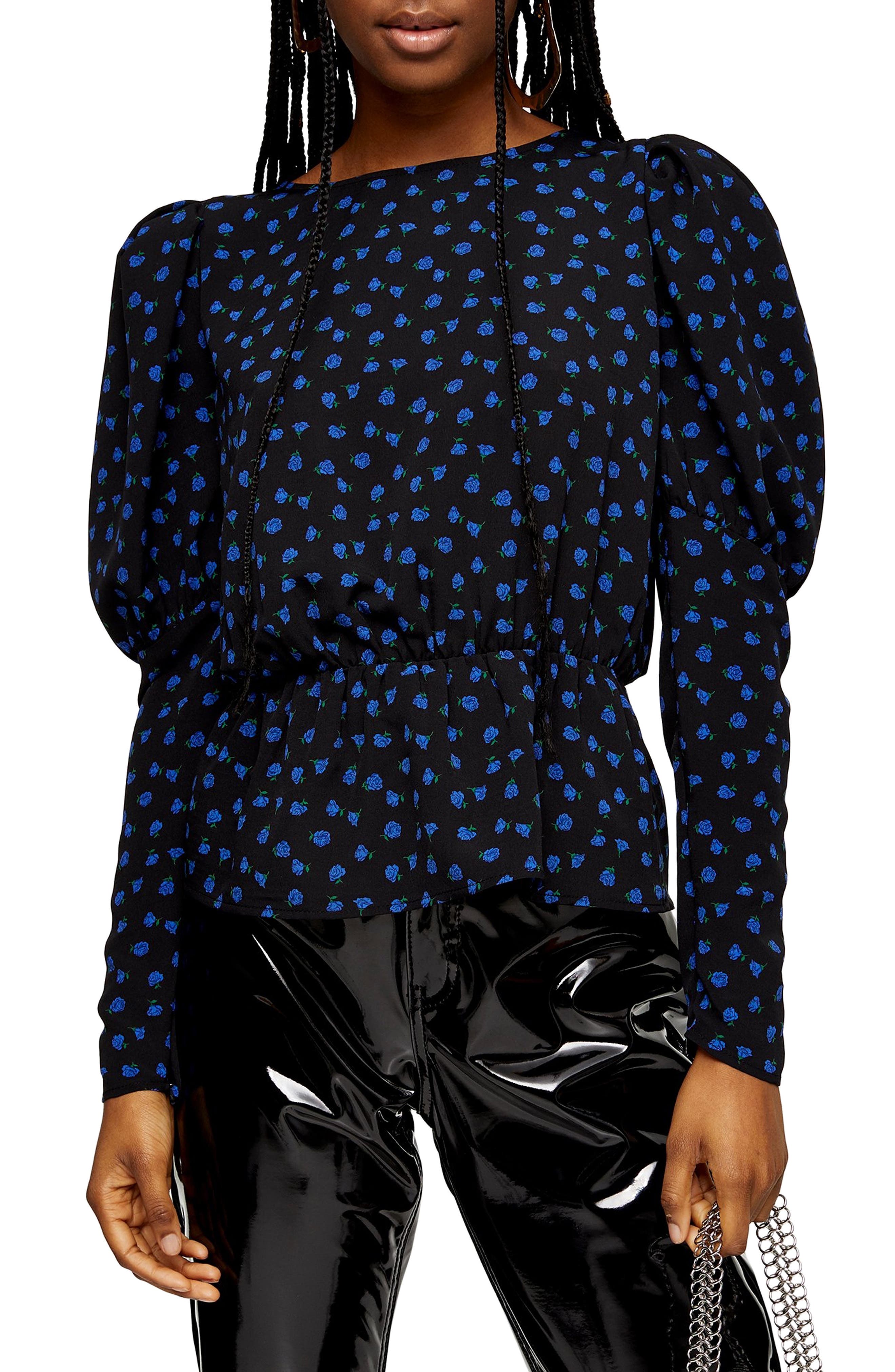 Rose Print Juliet Sleeve Blouse Nordstrom