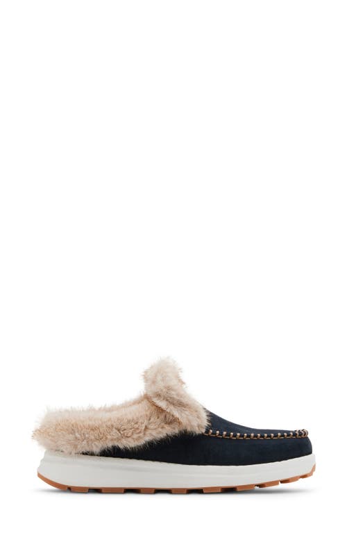 Blondo Victor Waterproof Faux Fur Slipper In Navy Suede