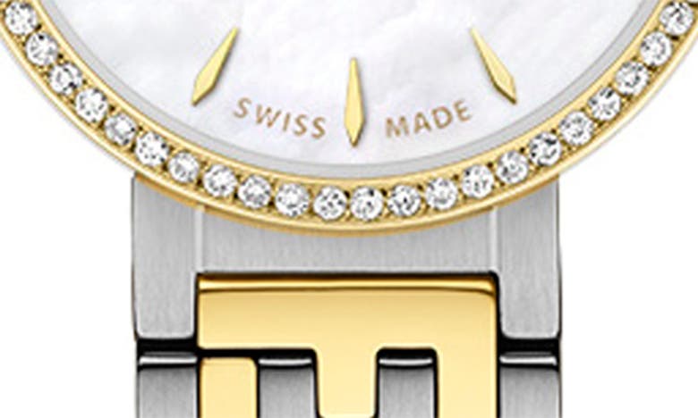 Fendi Forever  Two-tone Diamond Bracelet Watch, 19mm In Yellow Gold/ Stainless Steel