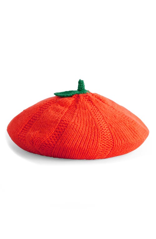 Shop Mini Boden Kids' Pumpkin Knit Beret In Orange Pumpkin