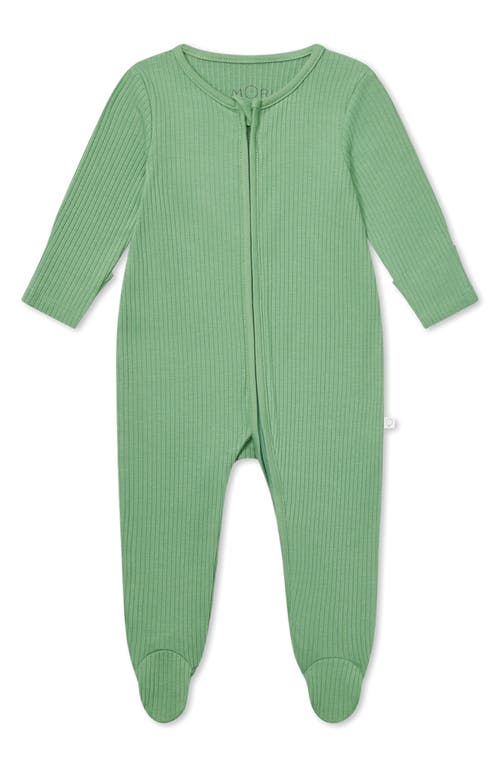 MORI Clever Zip Footie in Ribbed - Kashmir Green at Nordstrom, Size Newborn
