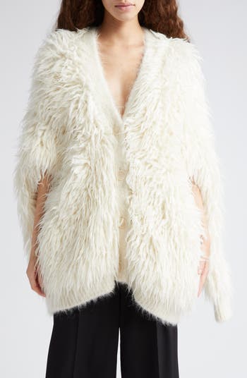 Stella McCartney Oversize Shaggy Alpaca & Wool Blend Cardigan