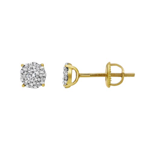 Luvmyjewelry Groove Garden 14k Yellow Gold Diamond Stud Earrings In 14k Yellow Gold