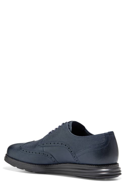 Shop Cole Haan Original Grand Wingtip Derby In Navy Blazer/saffiano