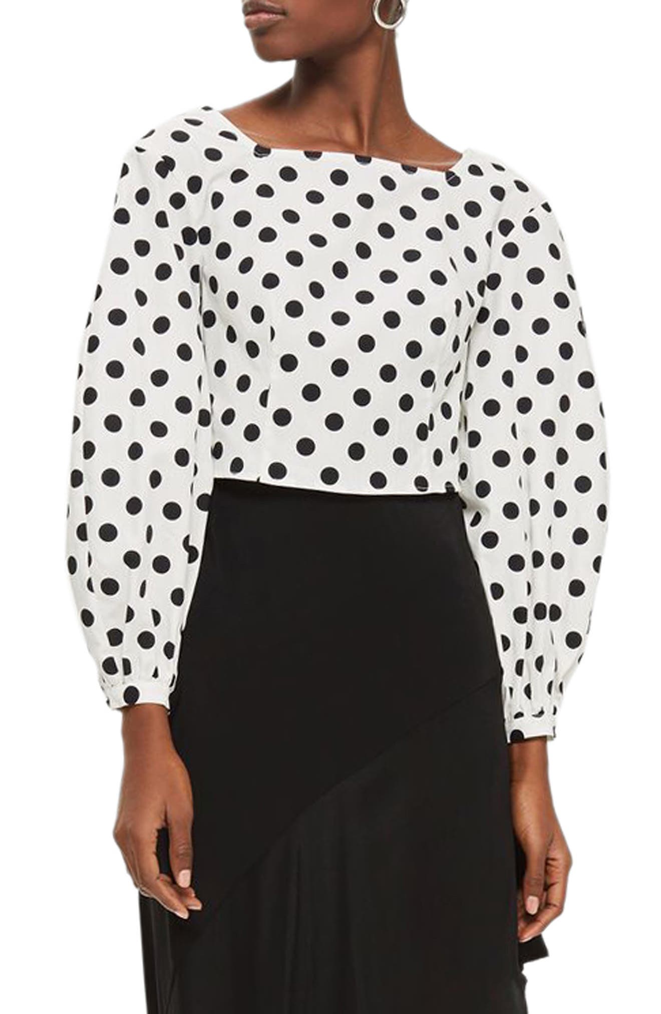 polka dot balloon sleeve top