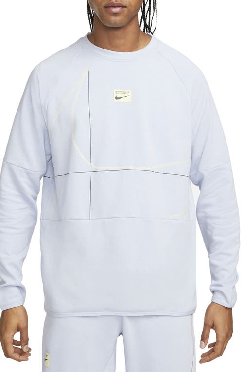 Nike French Terry Cotton Blend Crewneck Sweatshirt In Blue Whisper/lemon Chiffon
