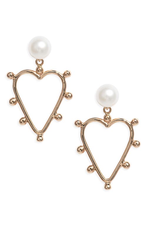 POPPY FINCH POPPY FINCH PEARL HEART DROP EARRINGS 