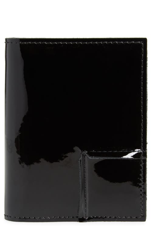 Comme Des Garçons Wallets Reversed Corner Patent Leather Card Case In Black