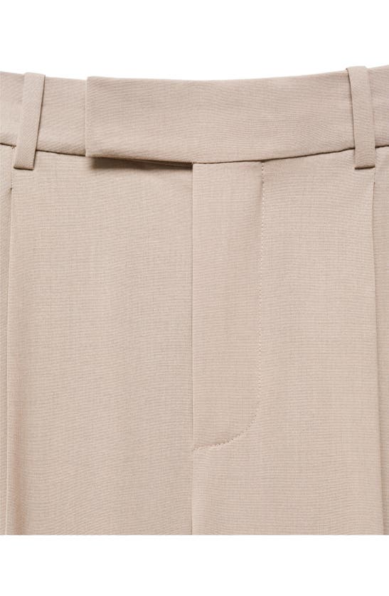 Shop Mango Pleat Front Wide Leg Suit Pants In Beige