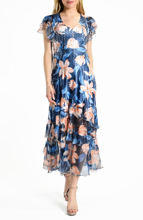 Floral Maxi Dress in Navy Marigold