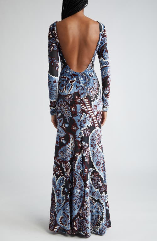 Shop Etro Long Sleeve Tulle & Velvet Maxi Dress In S9880