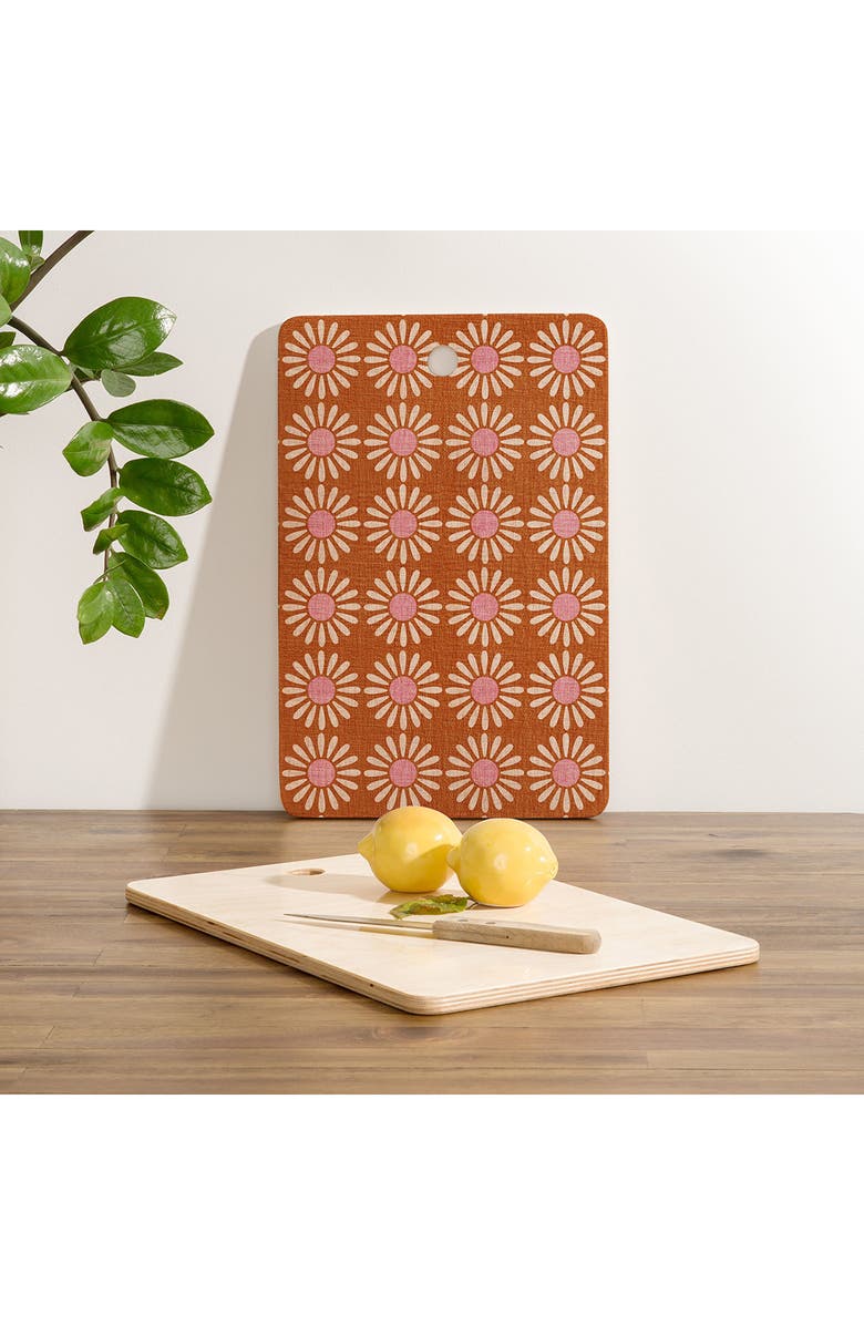Deny Designs Schatzi Brown Retro Jumbo Daisy Orange Cutting Board, Alternate, color, Multi