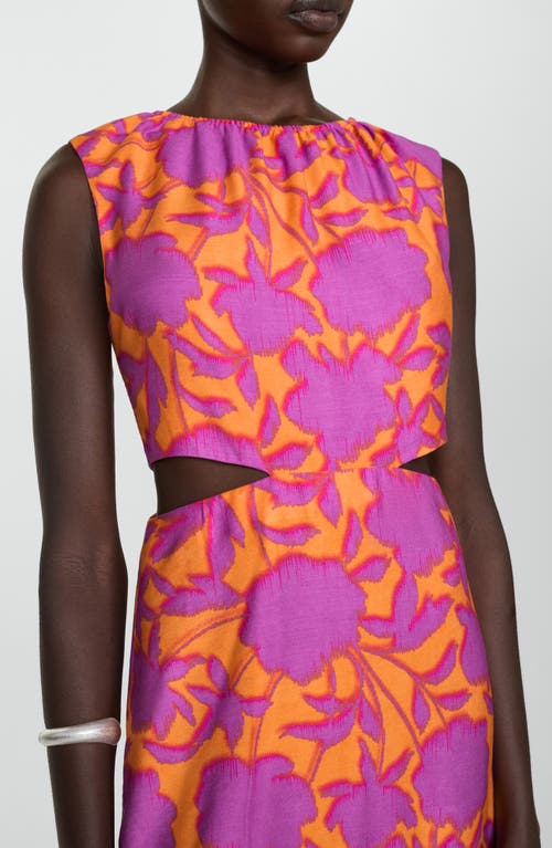 Mango Print Cutout Sleeveless Midi Dress In Orange