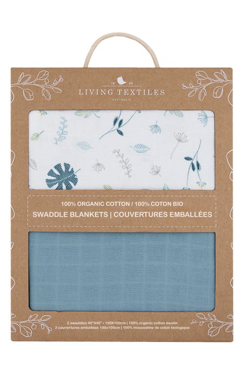 Living Textiles Leaf 2-Pack Organic Cotton Swaddles in Green at Nordstrom