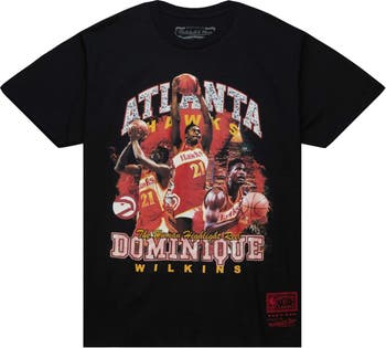 Men's Mitchell & Ness Dominique Wilkins Black Atlanta Hawks Hardwood  Classics Bling Concert Player T-Shirt