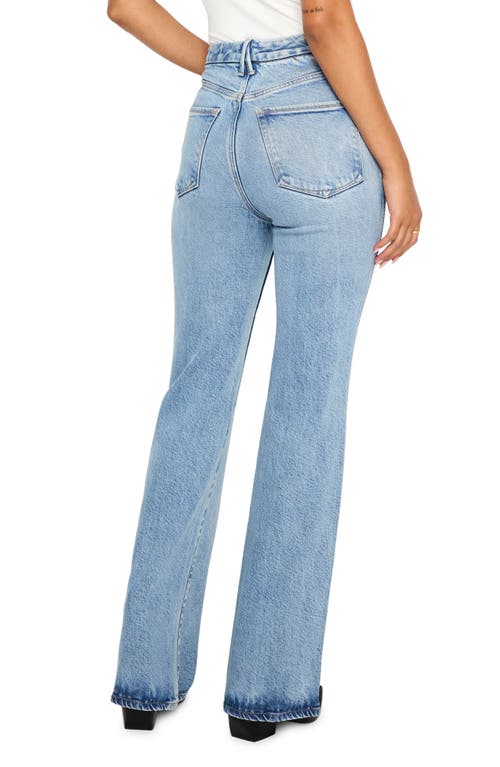 Shop Good American Good Curve Front Slit Bootcut Jeans In Indigo711