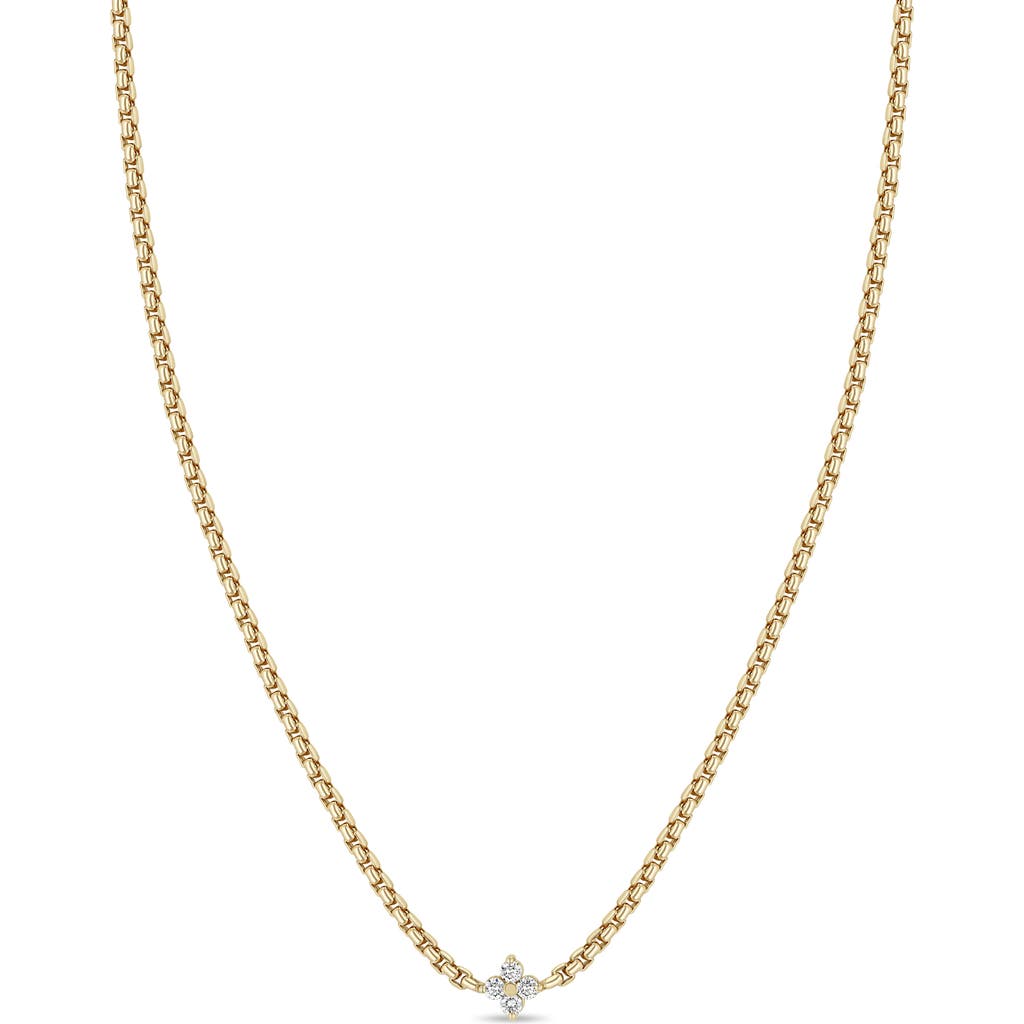 Zoë Chicco 14k Yellow Gold Diamond Pendant Box Chain Necklace, 14-16 In 14k Yellow Gold