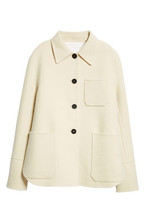 Jil Sander Double Face Wool Felt Shirt Jacket In Pearl