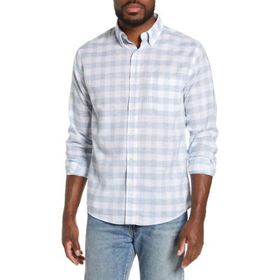 Faherty Summer Blend Regular Fit Buffalo Check Shirt, White