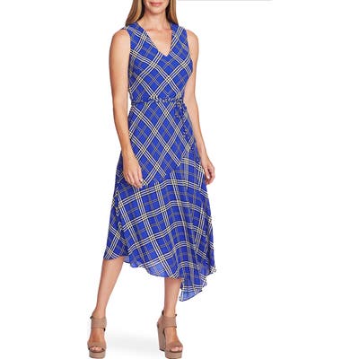 Vince Camuto Highland Plaid Asymmetrical Dress, Blue