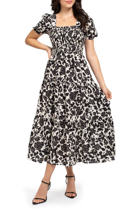 Shop Check print fit-and-flare dress