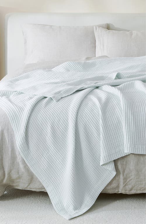 Woven & Weft Cotton Waffle Weave Throw Blanket In Pale Blue