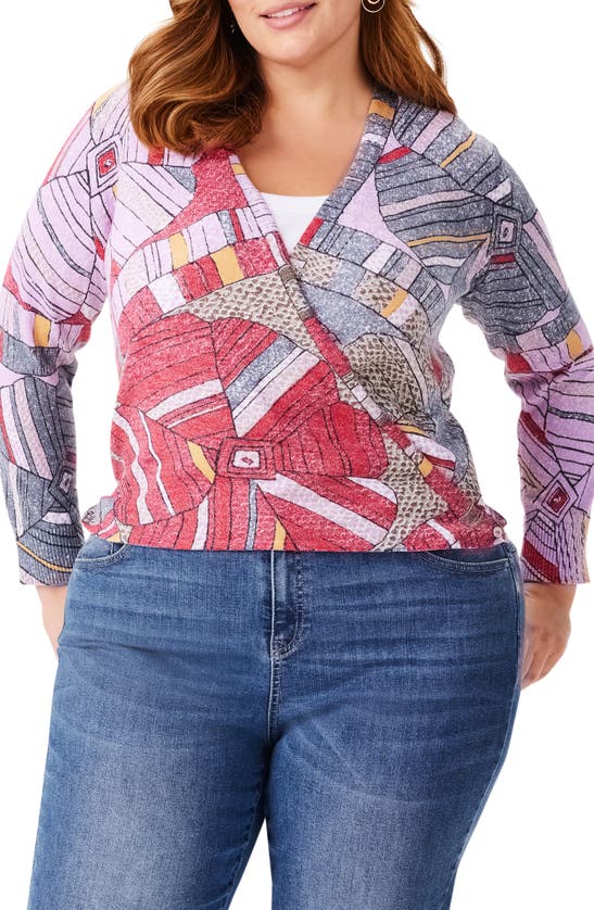 Nic + Zoe Mosaic Floral Convertible Cardigan In Pink Multi