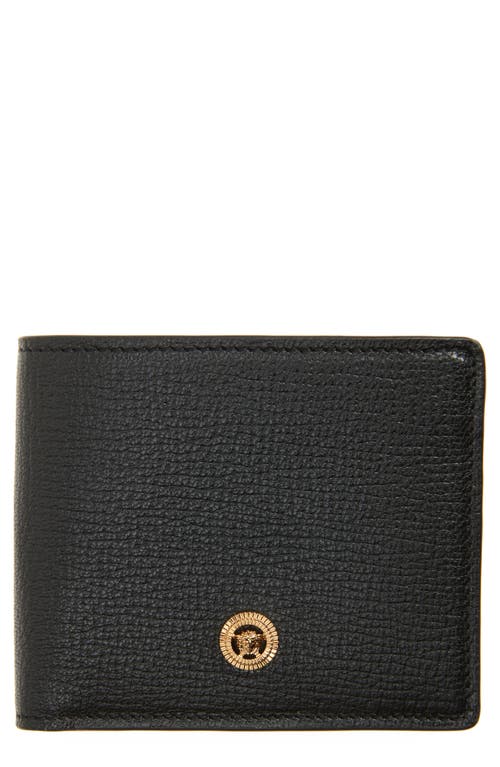Versace Medusa Leather Bifold Wallet In Black/ Gold