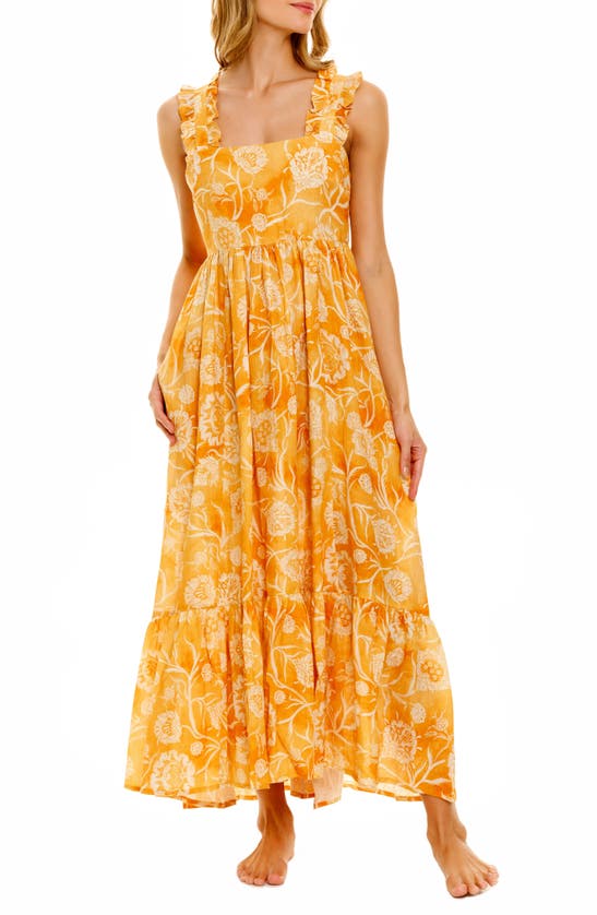 The Lazy Poet Women's Summer Soirée Mika Claire Printed Linen Maxi Dress In Claire Saffron