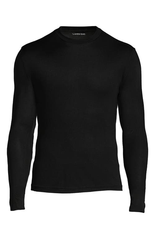 Lands' End Silk Long Underwear Crew Neck In Black