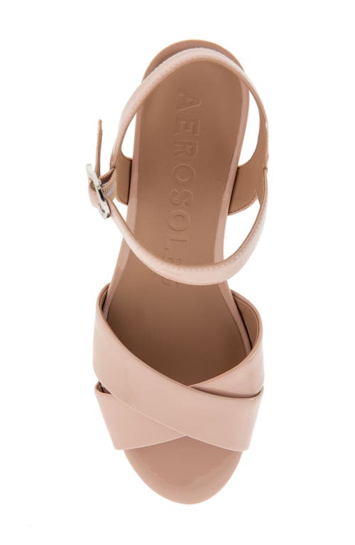 Shop Aerosoles Cosmos Sandal In Cipria Patent Pu W/cork Heel