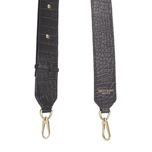 Shop Teddy Blake Stampato Leather Wide Strap In Grey