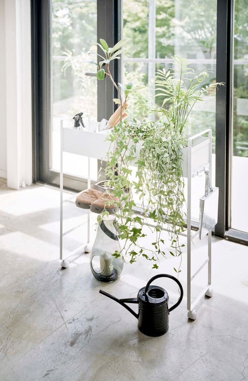 Yamazaki Rolling Entryway Storage Shelf In White