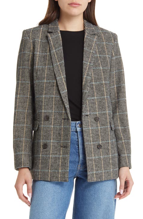 Cody Houndstooth Check Double Breasted Blazer