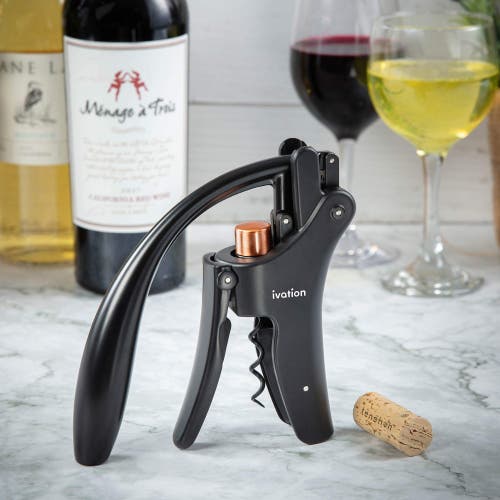 Ivation Manual Wine Bottle Opener In Black