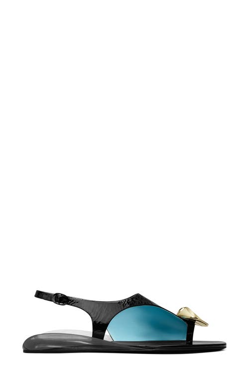 Tory Burch Patos Leather Pressed Coin Slingback Sandals In Nero