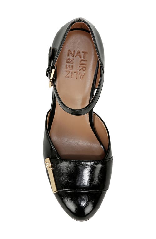 Naturalizer Lavish Womens Buckle Faux Leather Ankle Strap In Black Faux Leather