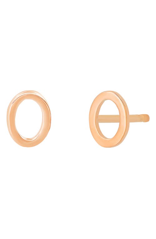 Large Initial Stud Earrings in 14K Rose Gold-O