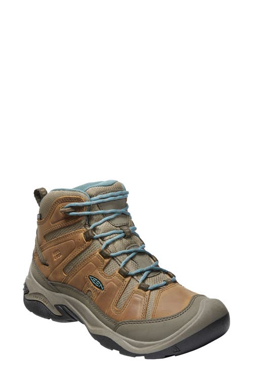 Keen Circadia Mid Waterproof Hiking Shoe In Coconut/atlantic