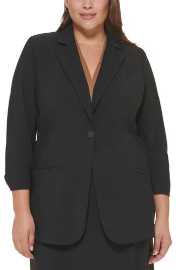 Shop Calvin Klein Three-quarter Sleeve Sport Coat In Black