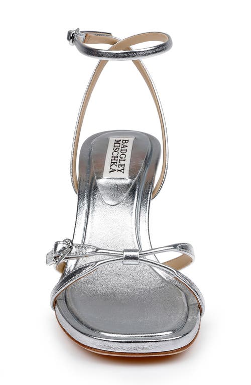 Shop Badgley Mischka Collection Brynna Ankle Strap Sandal In Silver Leather