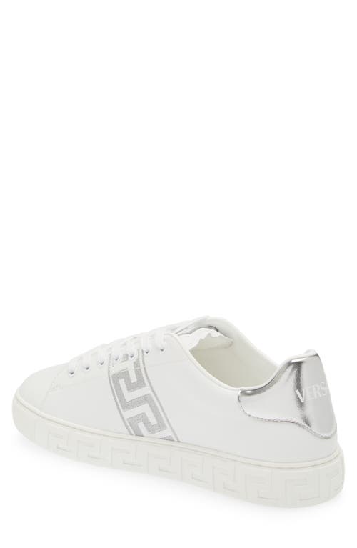 Shop Versace Barocco Greca Jacquard Low Top Sneaker In White Silver