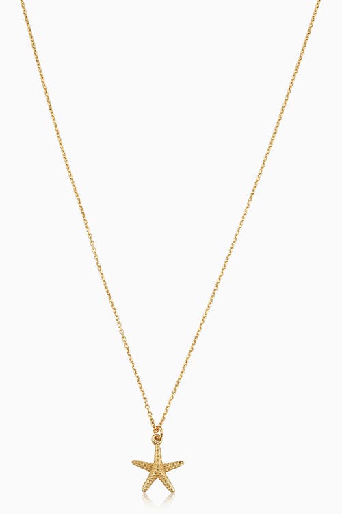Oradina Women's 14k Yellow Solid Gold Starfish Pendant Necklace In Yellow Gold