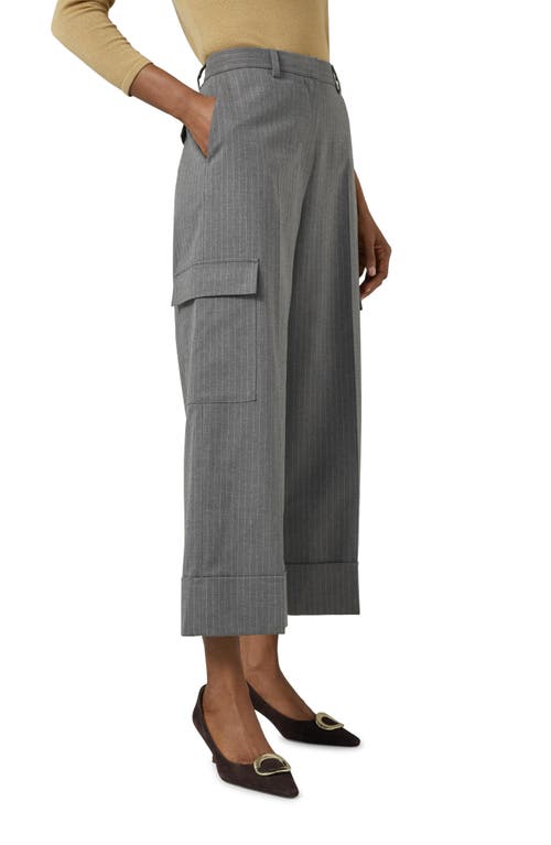 Shop Lk Bennett Rosalind Pinstripe Crop Cargo Pants In Grey Melange