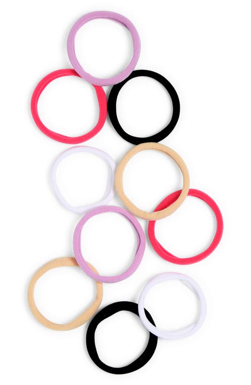 10-Pack Nylon Hair Bands in Pink-White Multi