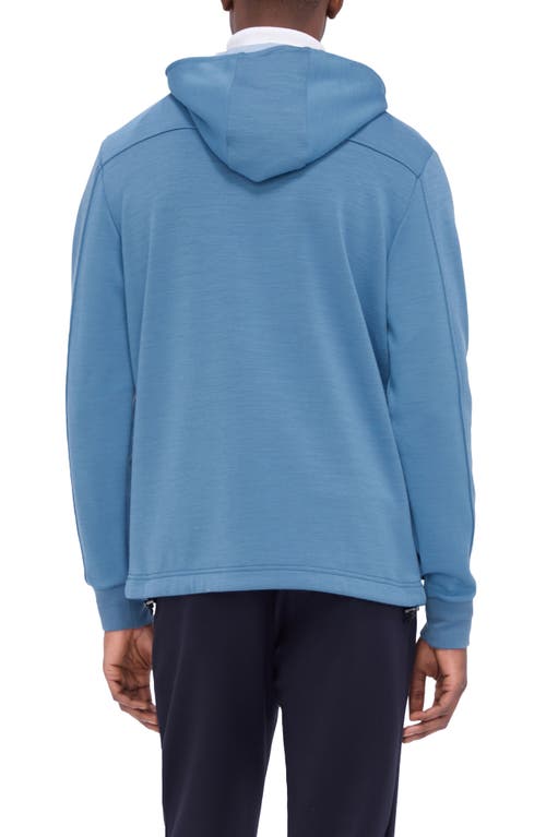 Shop Bugatchi Wool & Nylon Quarter Zip Hoodie In Cobalt