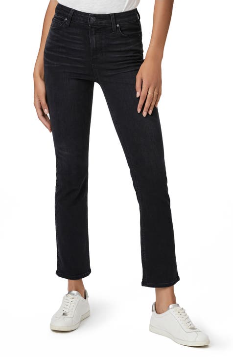 Cindy High Waist Ankle Straight Leg Jeans (Black Willow)