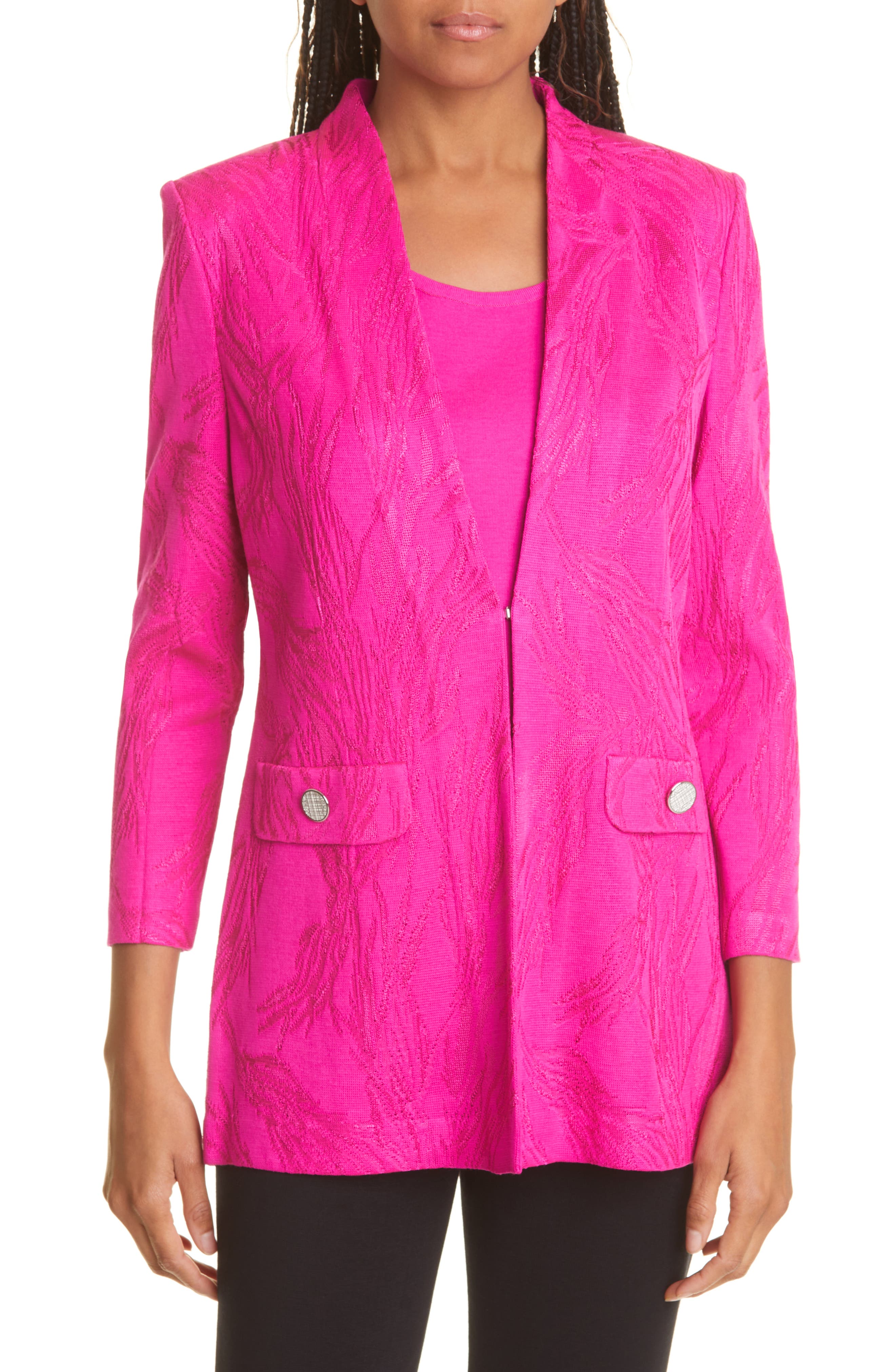 Ensemble Veste Et Jupe Twinset Misook - Noir Et Imprimé Animal - Tailles S (Veste) Et XS (Jupe) - Occasion TB